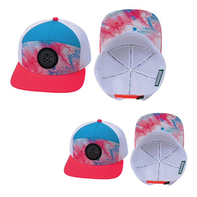 Color Vibes Hat Bundle, Flat Bill, Snapback Hat, Pixi Dust, Neon Peach, Neon Blue, White, Mens Hat, Womens Hat, Main Picture 