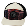 Color Vibes Hat, Flat Bill, Snapback Hat, Art Deco, Cream, Black, Mens Hat, Womens Hat, Front Picture