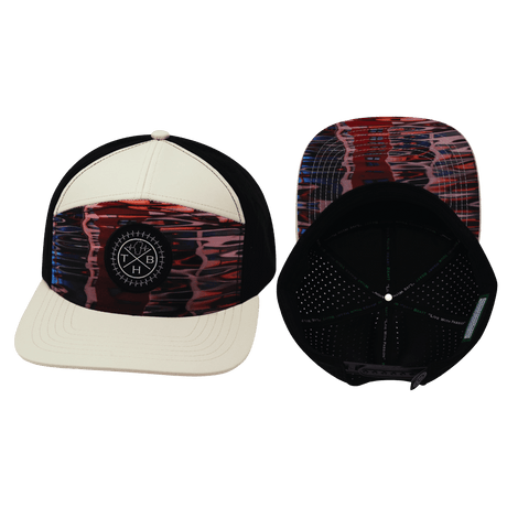 Color Vibes Hat, Flat Bill, Snapback Hat, Art Deco, Cream, Black, Mens Hat, Womens Hat, Main Picture