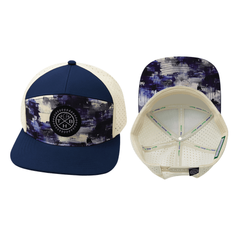 Color Vibes Hat, Flat Bill, Snapback Hat, Artist Flow, Navy, Cream, Mens Hat, Womens Hat, Main Picture