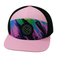 Color Vibes Hat, Flat Bill, Snapback Hat, Aurora, Pink. Black, Mens Hat, Womens Hat, Front Picture