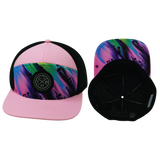 Color Vibes Hat, Flat Bill, Snapback Hat, Aurora, Pink. Black, Mens Hat, Womens Hat, Main Picture