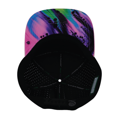 Color Vibes Hat, Flat Bill, Snapback Hat, Aurora, Pink. Black, Mens Hat, Womens Hat, Underbill Picture