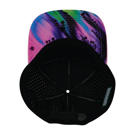 Color Vibes Hat, Flat Bill, Snapback Hat, Aurora, Pink. Black, Mens Hat, Womens Hat, Underbill Picture