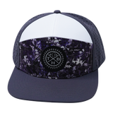 Color Vibes Hat, Flat Bill, Snapback Hat, Blue Fall Camo, Charcoal, White, Mens Hat, Womens Hat, Front Picture