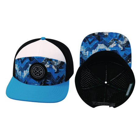 Color Vibes Hat, Flat Bill, Snapback Hat, Blue Shock, Neon Blue, White, Black, Mens Hat, Womens Hat, Main Picture 