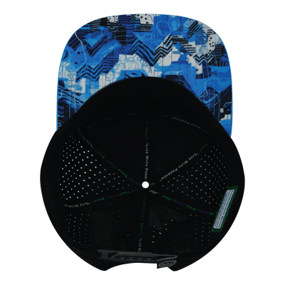 Color Vibes Hat, Flat Bill, Snapback Hat, Blue Shock, Neon Blue, White, Black, Mens Hat, Womens Hat, Underbill Picture 