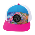 Color Vibes Hat, Flat Bill, Snapback Hat,  Candy Land, Neon Pink, Neon Blue, White, Mens Hat, Womens Hat, Front Picture 