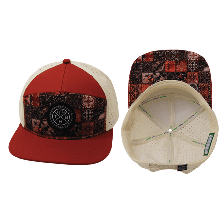 Color Vibes Hat, Flat Bill, Snapback Hat, Copper Stitch, Red Rock, Cream, Mens Hat, Womens Hat, Main Picture