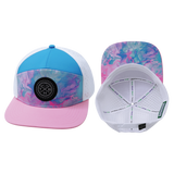 Color Vibes Hat, Flat Bill, Snapback Hat, Cotton Candy, Pink, Neon Blue, White, Mens Hat, Womens Hat, Main Picture