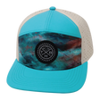 Color Vibes Hat, Flat Bill, Snapback Hat, Desert Sky, Neon Green Blue, Cream, Mens Hat, Womens Hat, Front Picture 