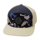 Color Vibes Hat, Flat Bill, Snapback Hat, Dusk Camo, Cream, Charcoal, Mens Hat, Womens Hat, Front Picture