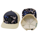 Color Vibes Hat, Flat Bill, Snapback Hat, Dusk Camo, Cream, Charcoal, Mens Hat, Womens Hat, Main Picture