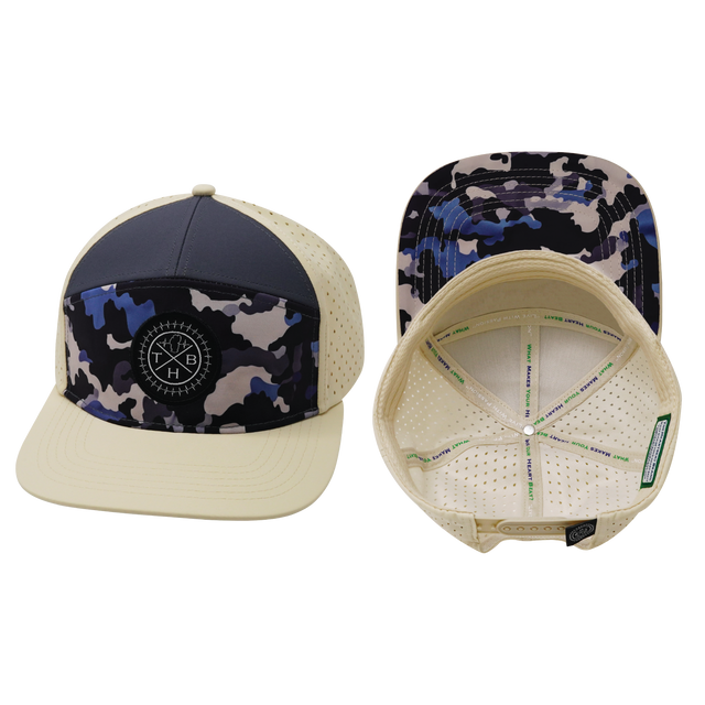 Color Vibes Hat, Flat Bill, Snapback Hat, Dusk Camo, Cream, Charcoal, Mens Hat, Womens Hat, Main Picture