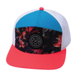 Color Vibes Hat, Flat Bill, Snapback Hat, Electric Eden, Neon Peach, Neon Blue, White, Mens Hat, Womens Hat, Front Picture 