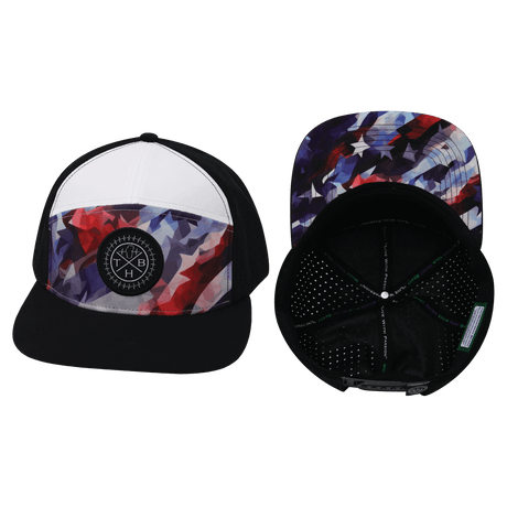 Color Vibes Hat, Flat Bill, Snapback Hat, Geo Flag, Black, White, Mens Hat, Womens Hat, Main Picture 