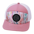 Color Vibes Hat, Flat Bill, Snapback Hat, Geo Mosaic, Pink Peach, Cream, Mens Hat, Womens Hat, Front Picture 