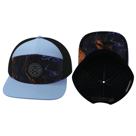 Color Vibes Hat, Flat Bill, Snapback Hat, Midnight Mirage, Baby Blue, Black, Mens Hat, Womens Hat, Main Picture