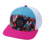 Color Vibes Hat, Flat Bill, Snapback Hat, Neon Peaks, Neon Pink, Neon Green Blue, White, Mens Hat, Womens Hat, Front Picture