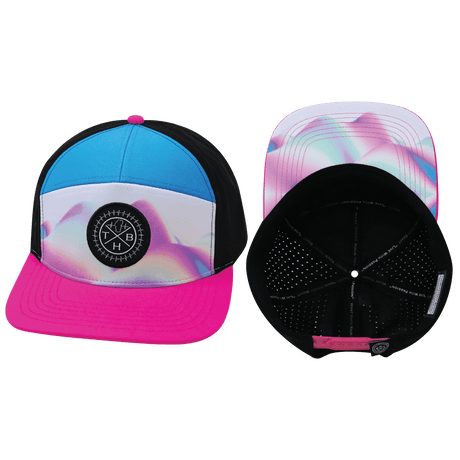  Color Vibes Hat, Flat Bill, Snapback Hat, Holograph, Neon Pink, Neon Blue, Black, Mens Hat, Womens Hat, Main Picture