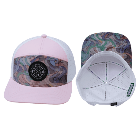 Color Vibes Hat, Flat Bill, Snapback Hat, Mosaic Curves, Light Pink White, Mens Hat, Womens Hat, Main Picture 