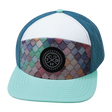 Color Vibes Hat, Flat Bill, Snapback Hat, Mosaic Scales, Mint, White, Slate Blue, Mens Hat, Womens Hat, Front Picture 