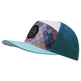 Color Vibes Hat, Flat Bill, Snapback Hat, Mosaic Scales, Mint, White, Slate Blue, Mens Hat, Womens Hat, Side Picture 