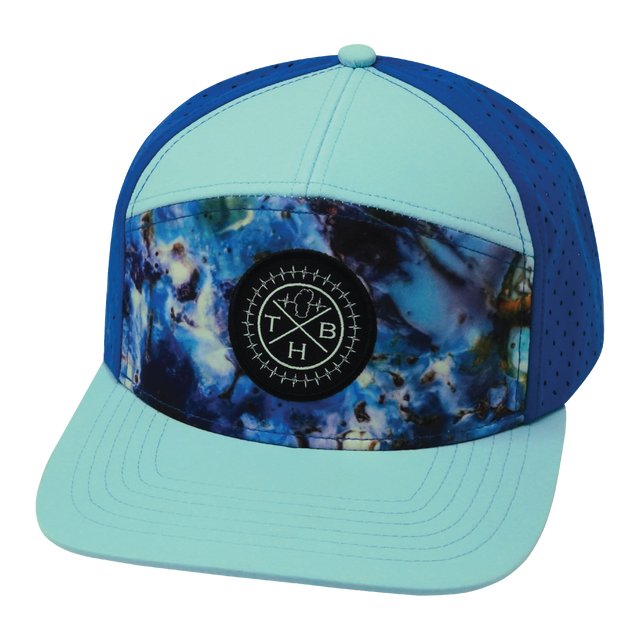 Color Vibes Hat, Flat Bill, Snapback Hat, Nebula, Mint, Blue, Mens Hat, Womens Hat, Front Picture 