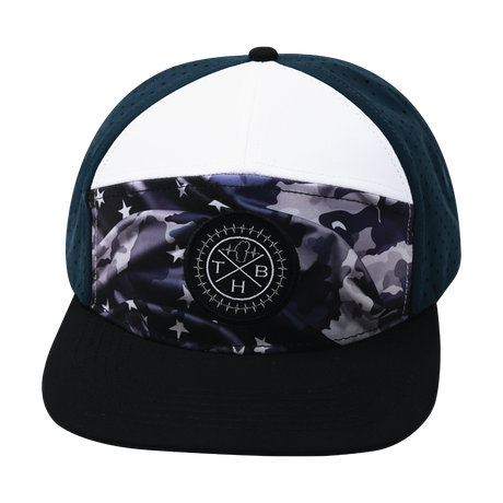 Color Vibes Hat, Flat Bill, Snapback Hat, Patriots Night, Black, White, Navy, Mens Hat, Womens Hat, Front Picture