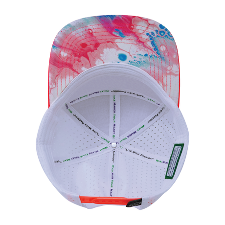 Color Vibes Hat, Flat Bill, Snapback Hat, Pixi Dust, Neon Peach, Neon Blue, White, Mens Hat, Womens Hat, Underbill Picture 