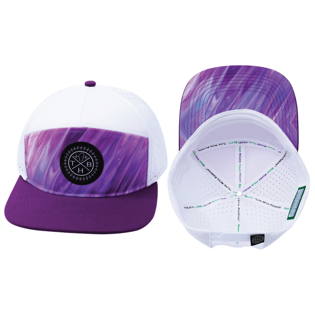 Color Vibes Hat, Flat Bill, Snapback Hat, Purple Glaze, Purple, White, Mens Hat, Womens Hat, Main Picture