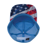 Color Vibes Hat, Flat Bill, Snapback Hat, Rugged Flag, Baby Blue, White, Mens Hat, Womens Hat, Underbill Picture 