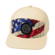 Color Vibes Hat, Flat Bill, Snapback Hat, Rugged Flag, Cream, Mens Hat, Womens Hat, Front Picture