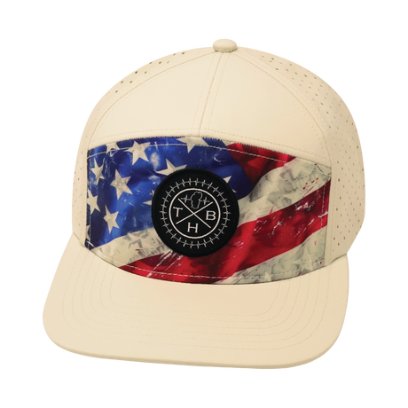 Color Vibes Hat, Flat Bill, Snapback Hat, Rugged Flag, Cream, Mens Hat, Womens Hat, Front Picture