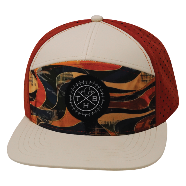 Color Vibes Hat, Flat Bill, Snapback Hat, Rustic River, Cream, Red Rock, Mens Hat, Womens Hat, Front Picture 