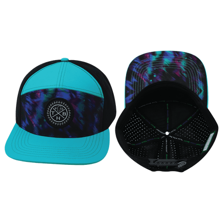 Color Vibes Hat, Flat Bill, Snapback Hat, Space Dust, Neon Green Blue, Black, Mens Hat, Womens Hat, Main Picture 