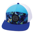 Color Vibes Hat, Flat Bill, Snapback Hat, Starry Bright, Blue, Neon Green Blue, White, Mens Hat, Womens Hat, Front Picture 