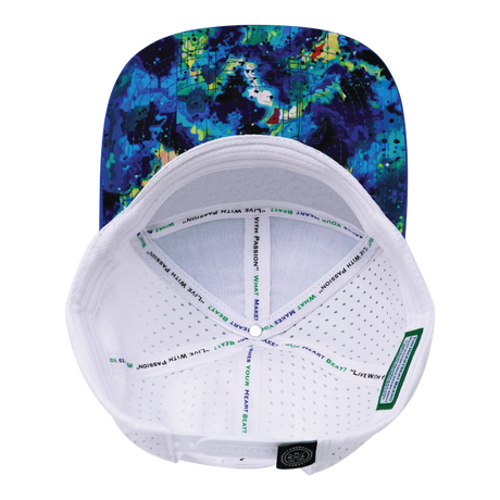 Color Vibes Hat, Flat Bill, Snapback Hat, Starry Bright, Blue, Neon Green Blue, White, Mens Hat, Womens Hat, Underbill Picture 