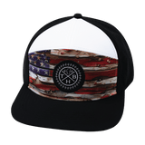Color Vibes Hat, Flat Bill, Snapback Hat, Vintage Flag, Black, White, Mens Hat, Womens Hat, Front Picture