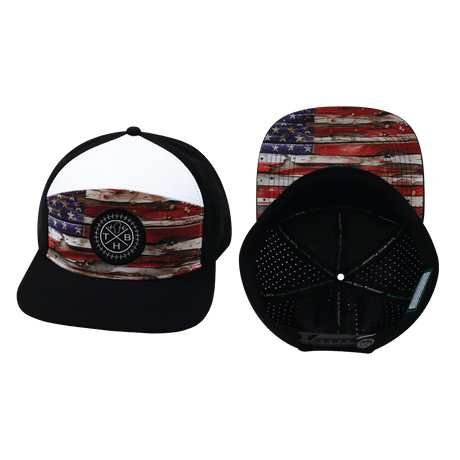 Color Vibes Hat, Flat Bill, Snapback Hat, Vintage Flag, Black, White, Mens Hat, Womens Hat, Main Picture