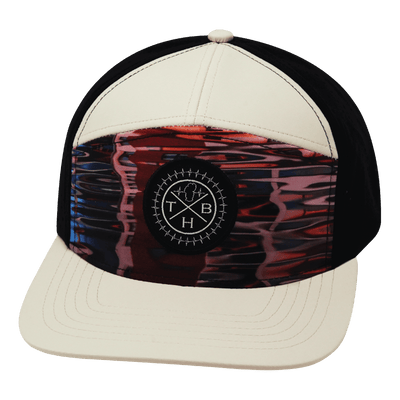 Color Vibes Hat, Flat Bill, Snapback Hat, Art Deco, Cream, Black, Mens Hat, Womens Hat, Front Picture