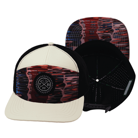 Color Vibes Hat, Flat Bill, Snapback Hat, Art Deco, Cream, Black, Mens Hat, Womens Hat, Main Picture