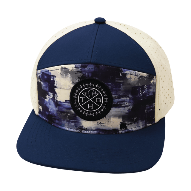 Color Vibes Hat, Flat Bill, Snapback Hat, Artist Flow, Navy, Cream, Mens Hat, Womens Hat, Front Picture
