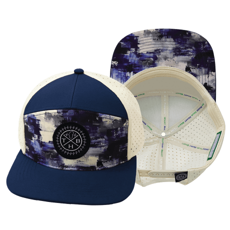 Color Vibes Hat, Flat Bill, Snapback Hat, Artist Flow, Navy, Cream, Mens Hat, Womens Hat, Main Picture