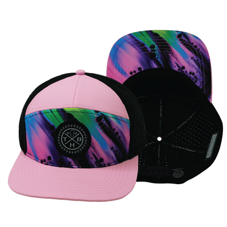 Color Vibes Hat, Flat Bill, Snapback Hat, Aurora, Pink. Black, Mens Hat, Womens Hat, Main Picture