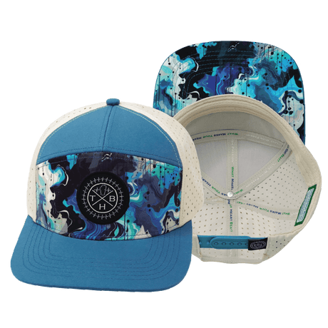 Color Vibes Hat, Flat Bill, Snapback Hat, Blue Dream, Slate Blue, Cream, Mens Hat, Womens Hat, Main Picture 