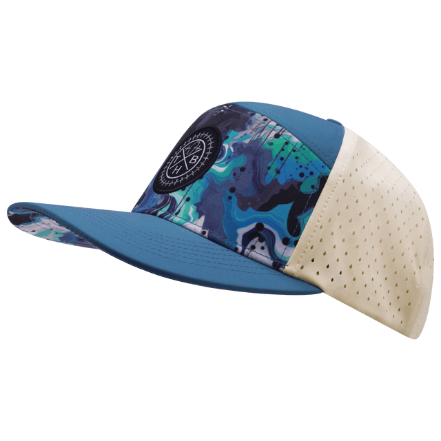 Color Vibes Hat, Flat Bill, Snapback Hat, Blue Dream, Slate Blue, Cream, Mens Hat, Womens Hat, Side Picture 