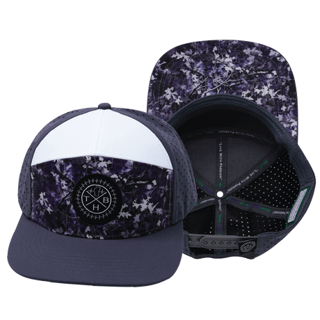 Color Vibes Hat, Flat Bill, Snapback Hat, Blue Fall Camo, Charcoal, White, Mens Hat, Womens Hat, Main Picture