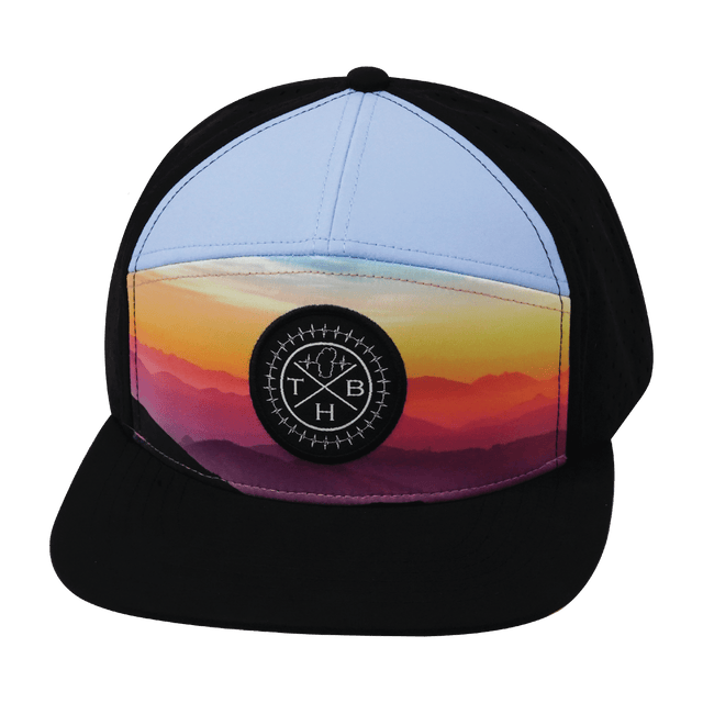 Color Vibes Hat, Flat Bill, Snapback Hat, Blue Ridge, Black, Baby Blue, Mens Hat, Womens Hat, Front Picture