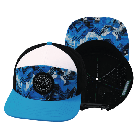 Color Vibes Hat, Flat Bill, Snapback Hat, Blue Shock, Neon Blue, White, Black, Mens Hat, Womens Hat, Main Picture 
